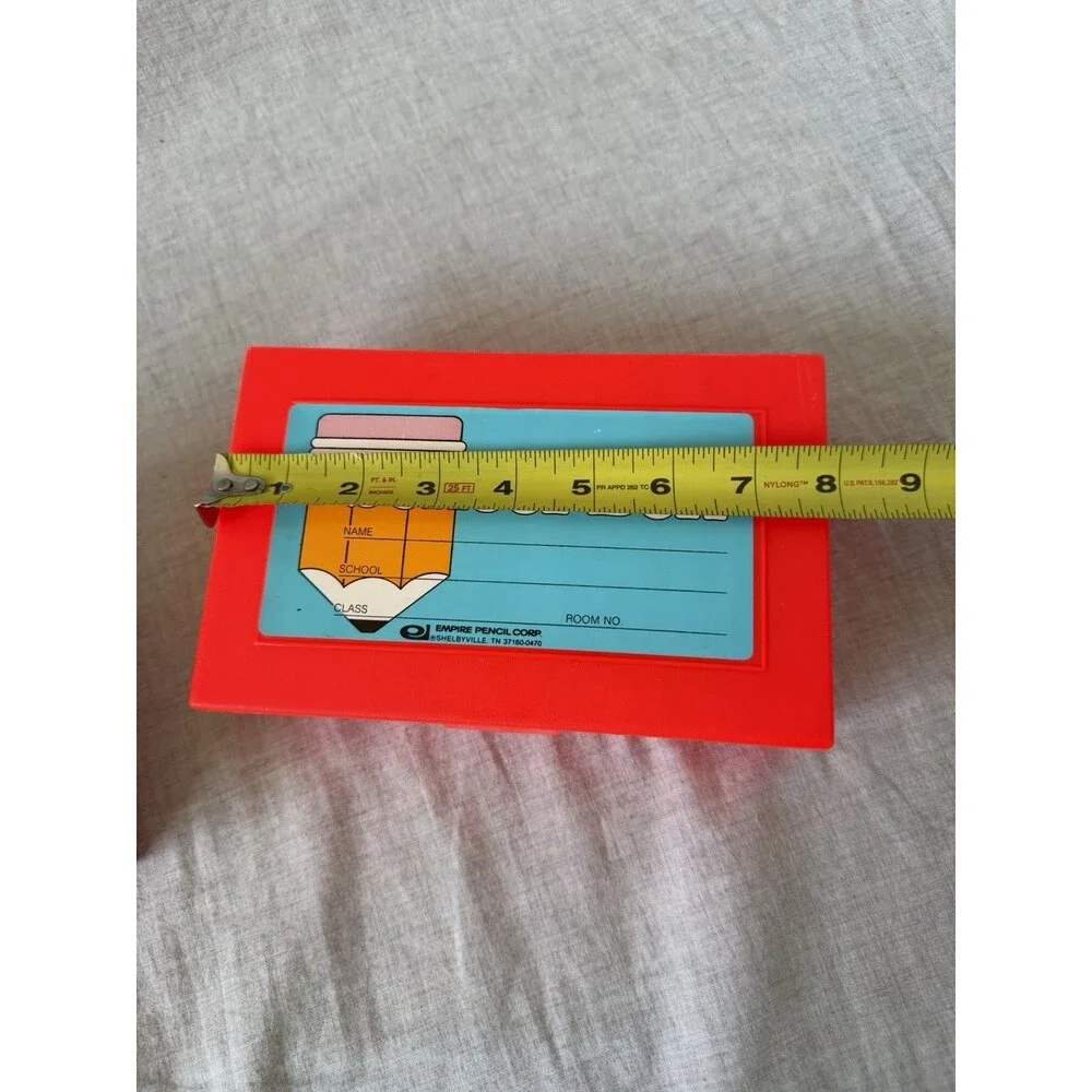 Vintage 80s Empire Pencil Corp School Box Kids Red Plastic Pencil Case Pizza Inn